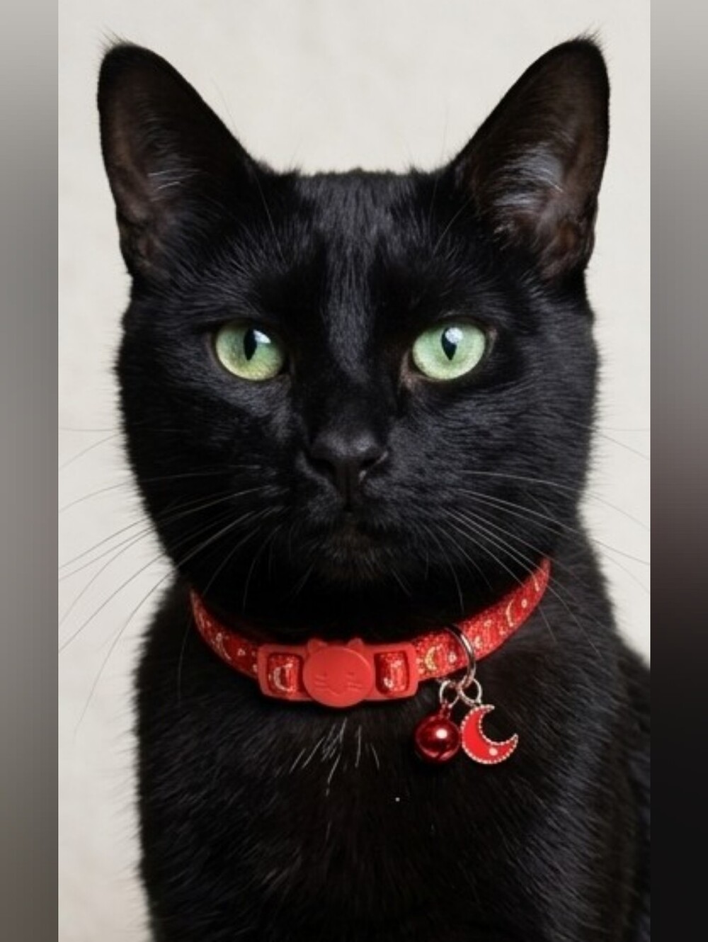 Red NWOT Breakaway Adult Cat Collar with Moon & Bell Charm- 8in-12in